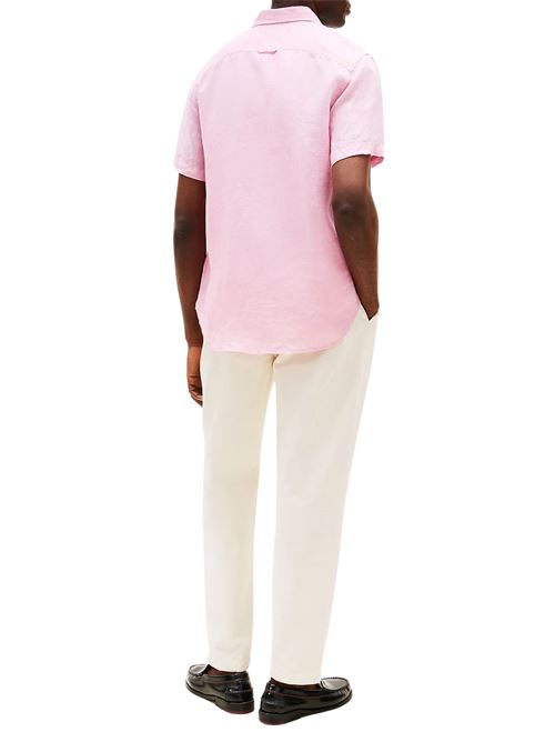 Camicia uomo rosa in lino Tommy Hilfiger | MW0MW35207TOL
